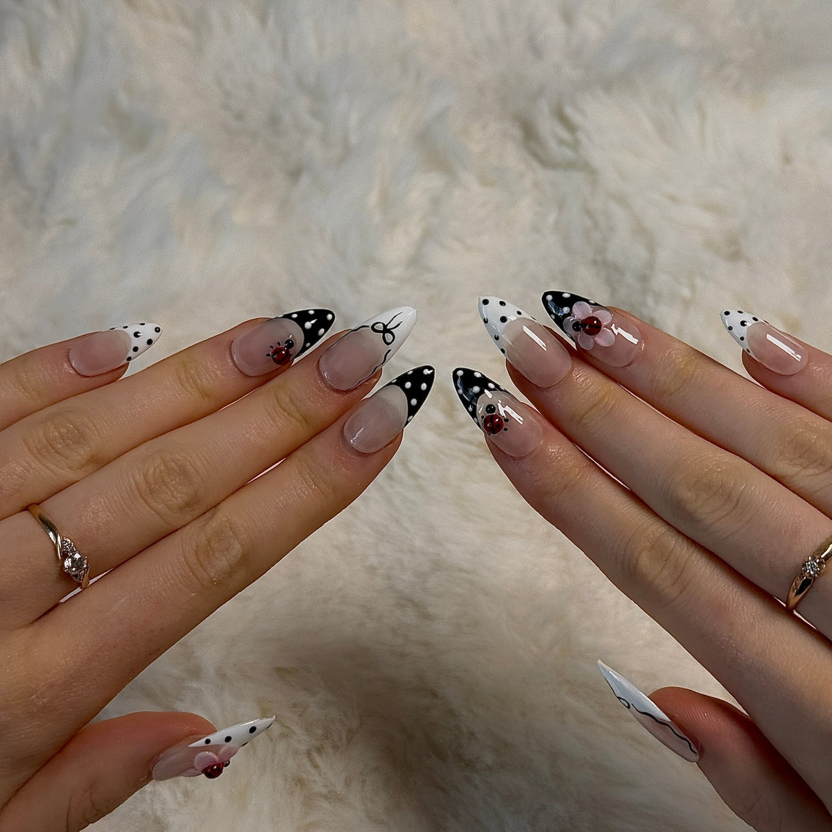 Polka Charm | 3D Handmade Reusable Press-on Nails | CLAWSIE Nails