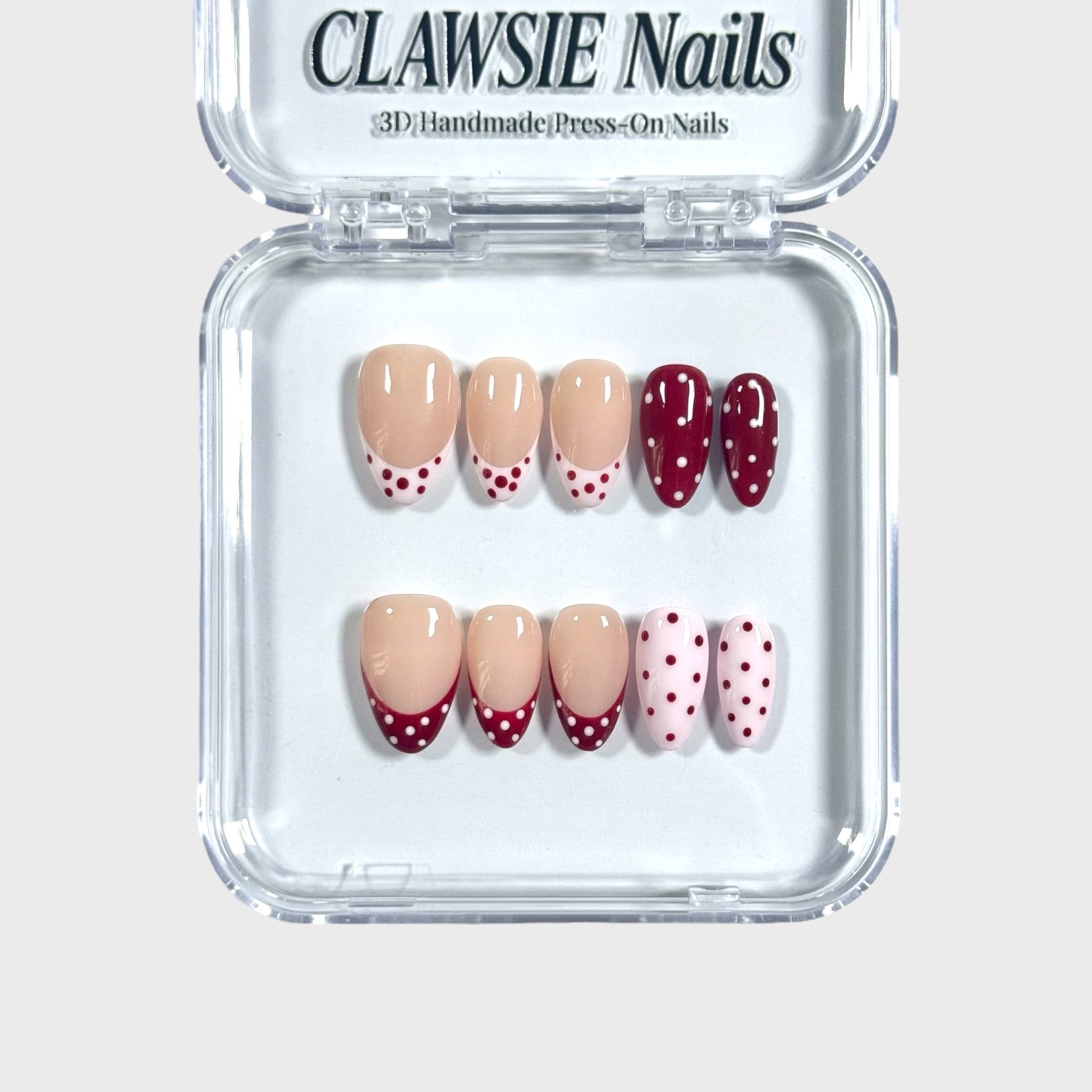 Polka dot | 3D Handmade Reusable Press - on Nails | CLAWSIE Nails