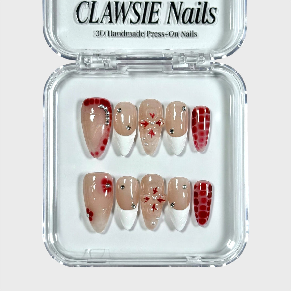 Rouge Flow | 3D Handmade Reusable Press-on Nails | CLAWSIE Nails