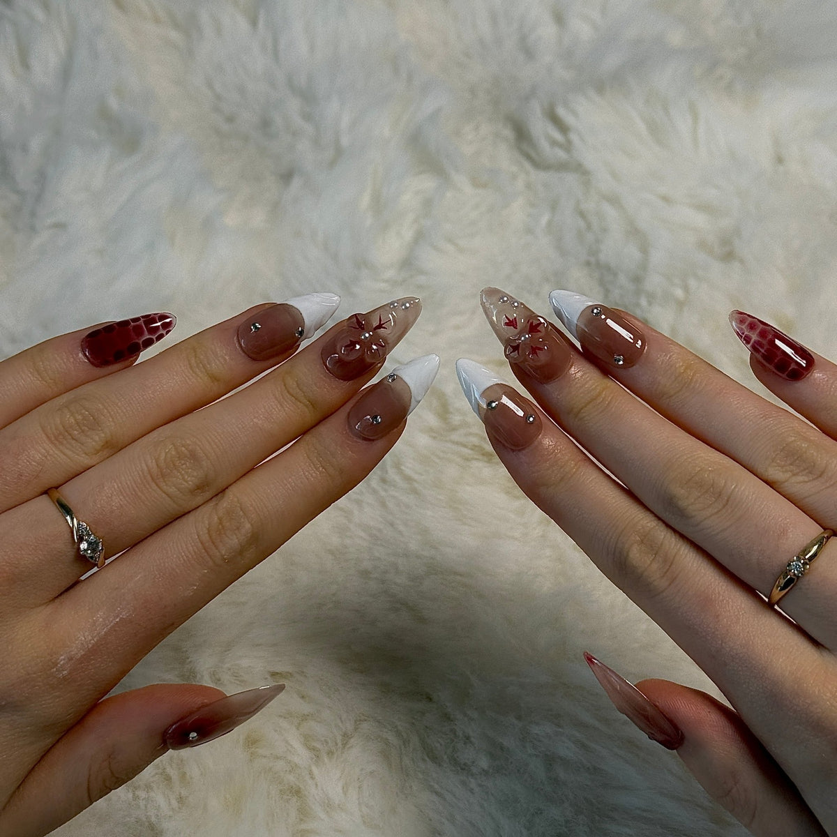 Rouge Flow | 3D Handmade Reusable Press-on Nails | CLAWSIE Nails