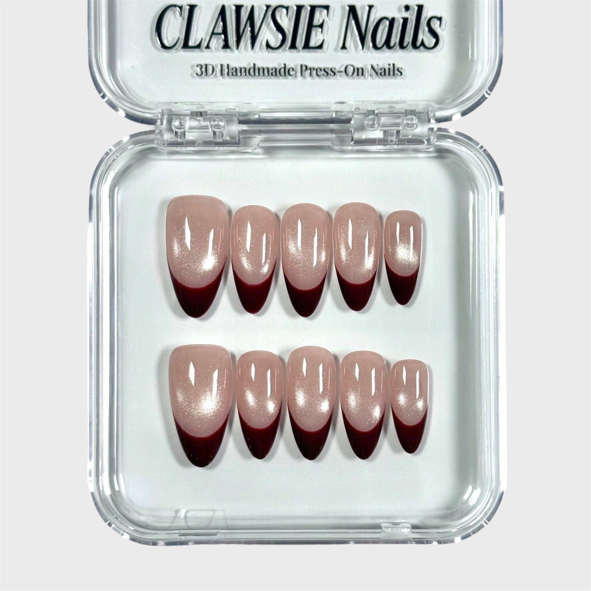 Rouge Silk | 3D Handmade Reusable Press-on Nails | CLAWSIE Nails