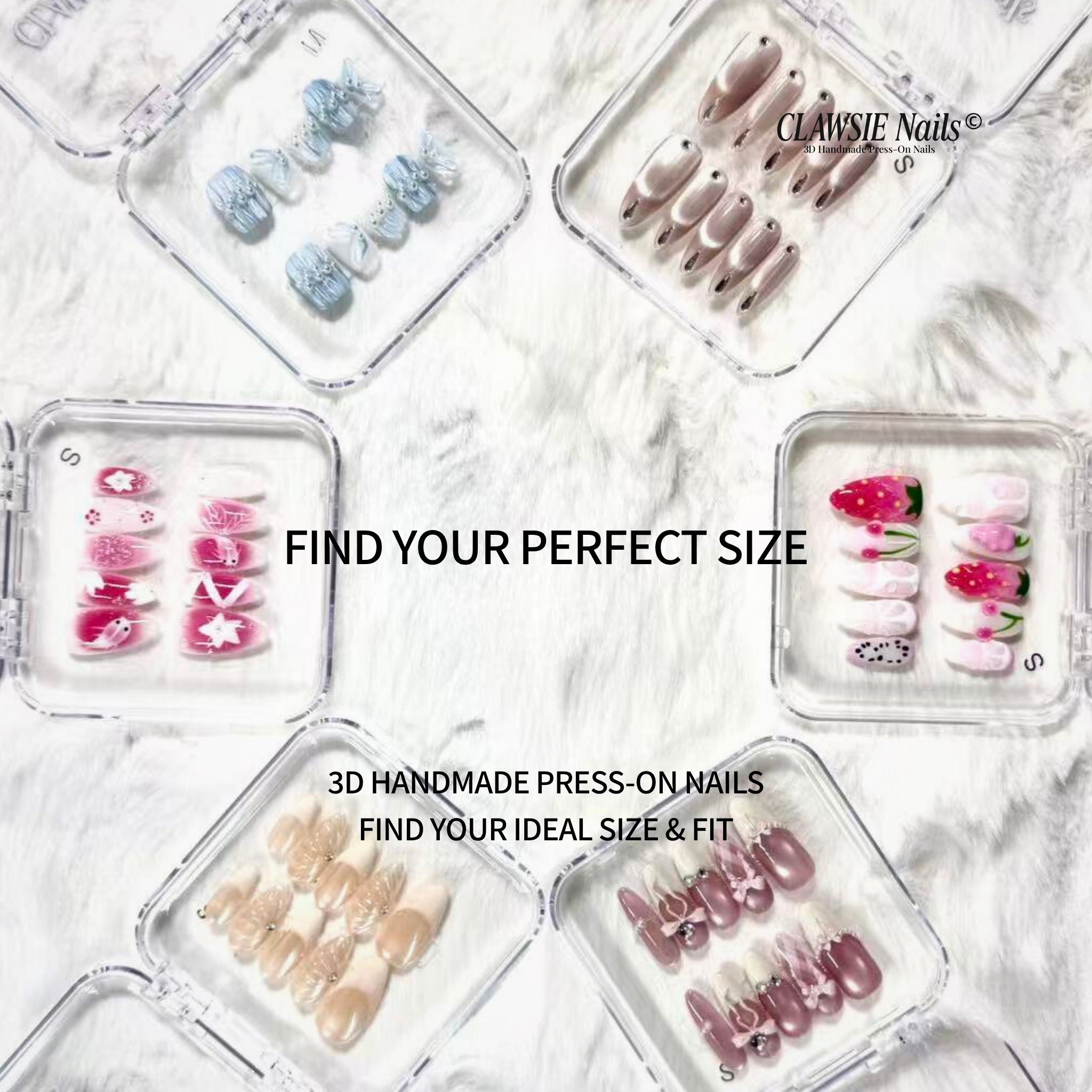 Ruby | 3D Handmade Reusable Press - on Nails | CLAWSIE Nails