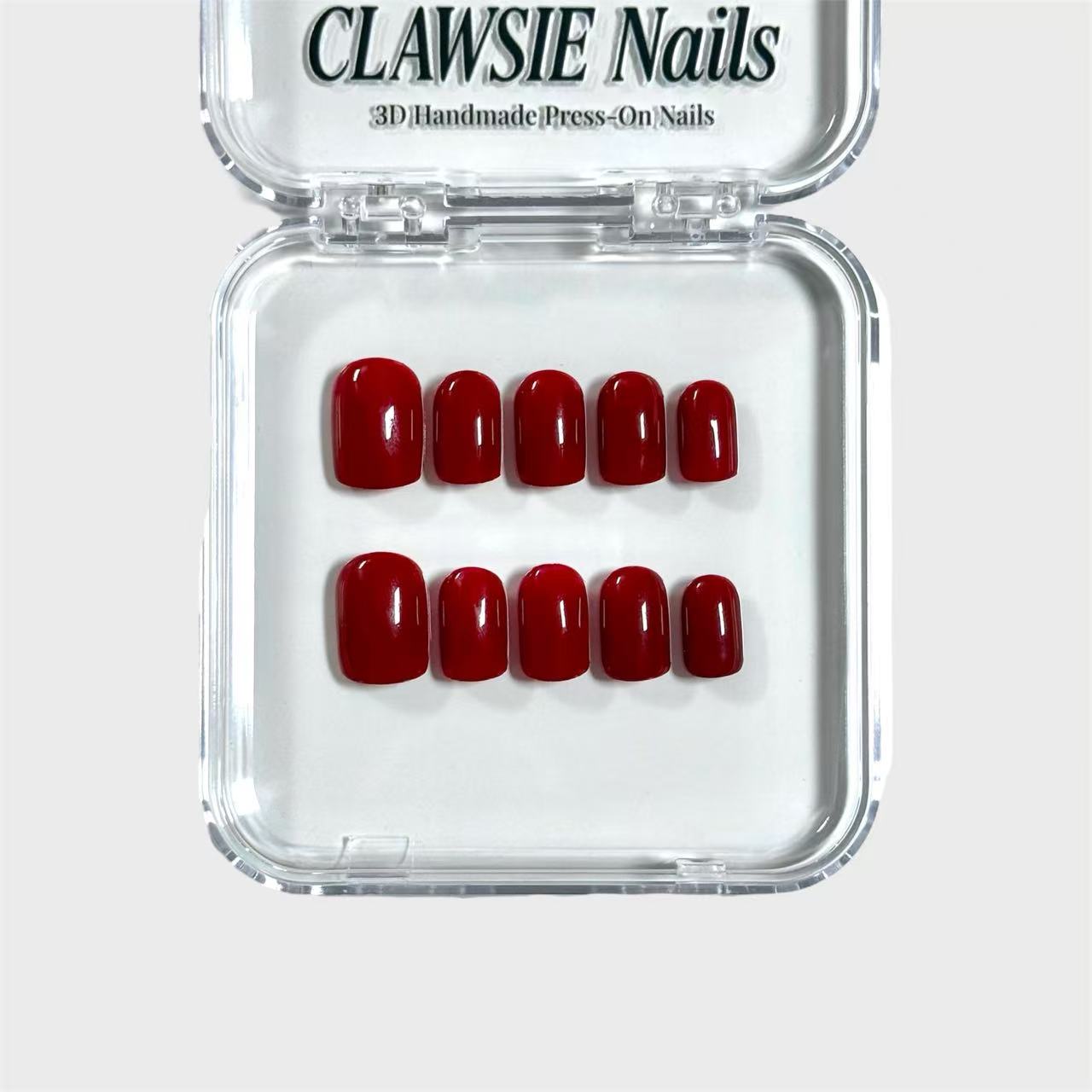 Ruby | 3D Handmade Reusable Press - on Nails | CLAWSIE Nails