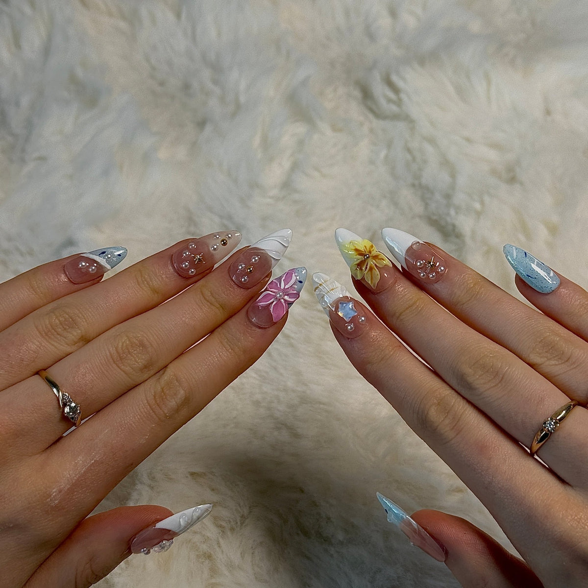 Sea Garden | 3D Handmade Reusable Press-on Nails | CLAWSIE Nails