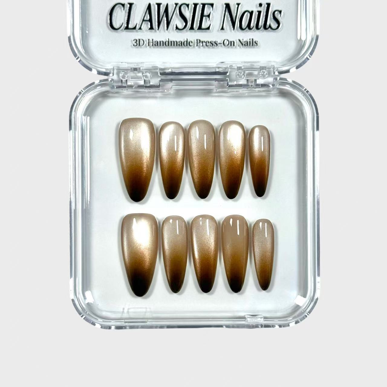 Siamese | 3D Handmade Reusable Press - on Nails | CLAWSIE Nails