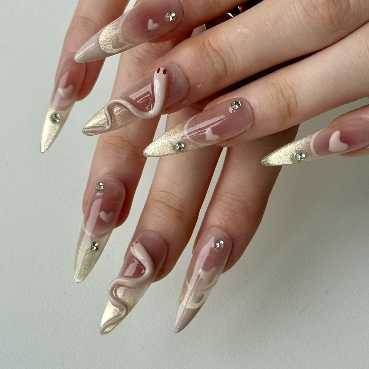 Snake Lover | 3D Handmade Reusable Press - on Nails | CLAWSIE Nails