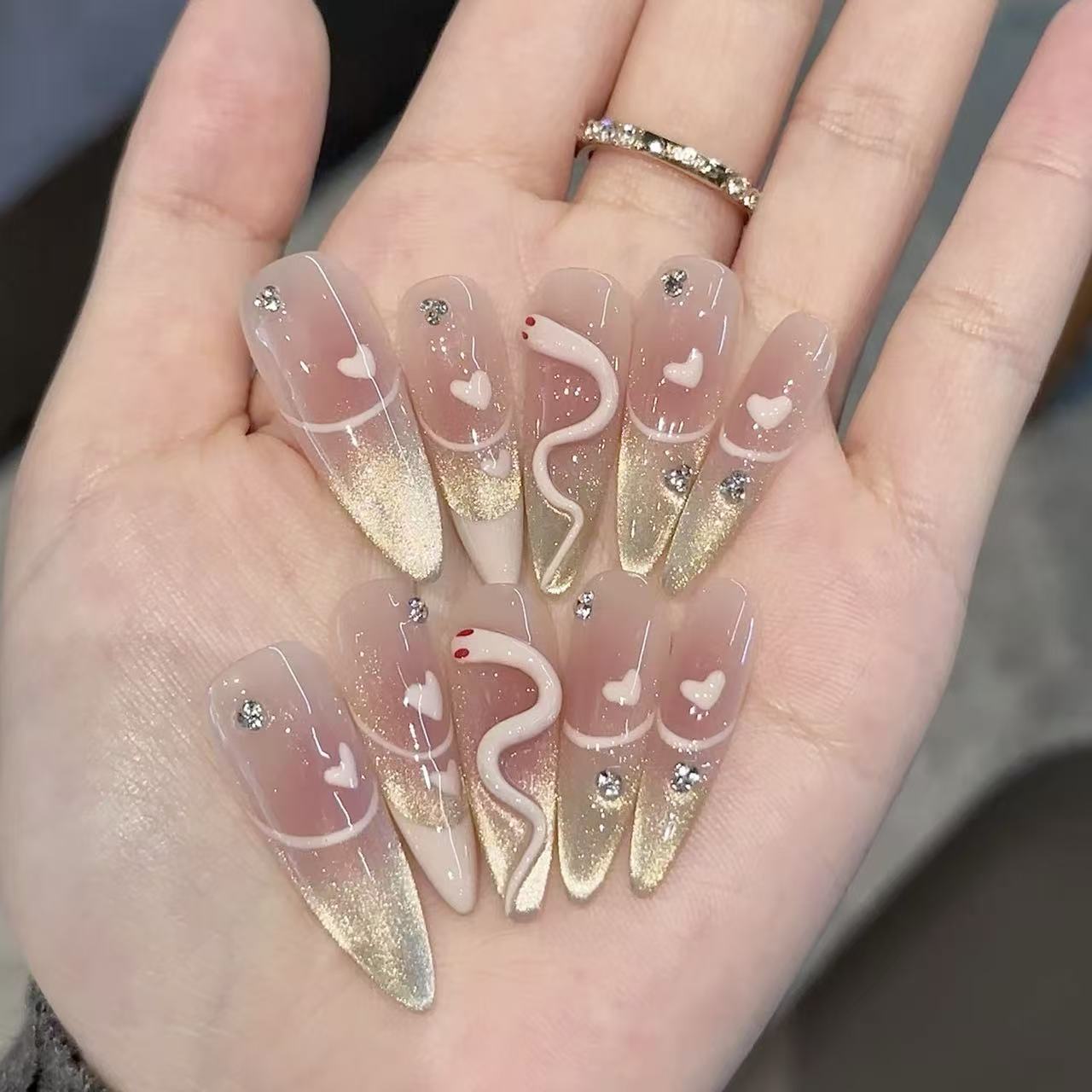 Snake Lover | 3D Handmade Reusable Press - on Nails | CLAWSIE Nails