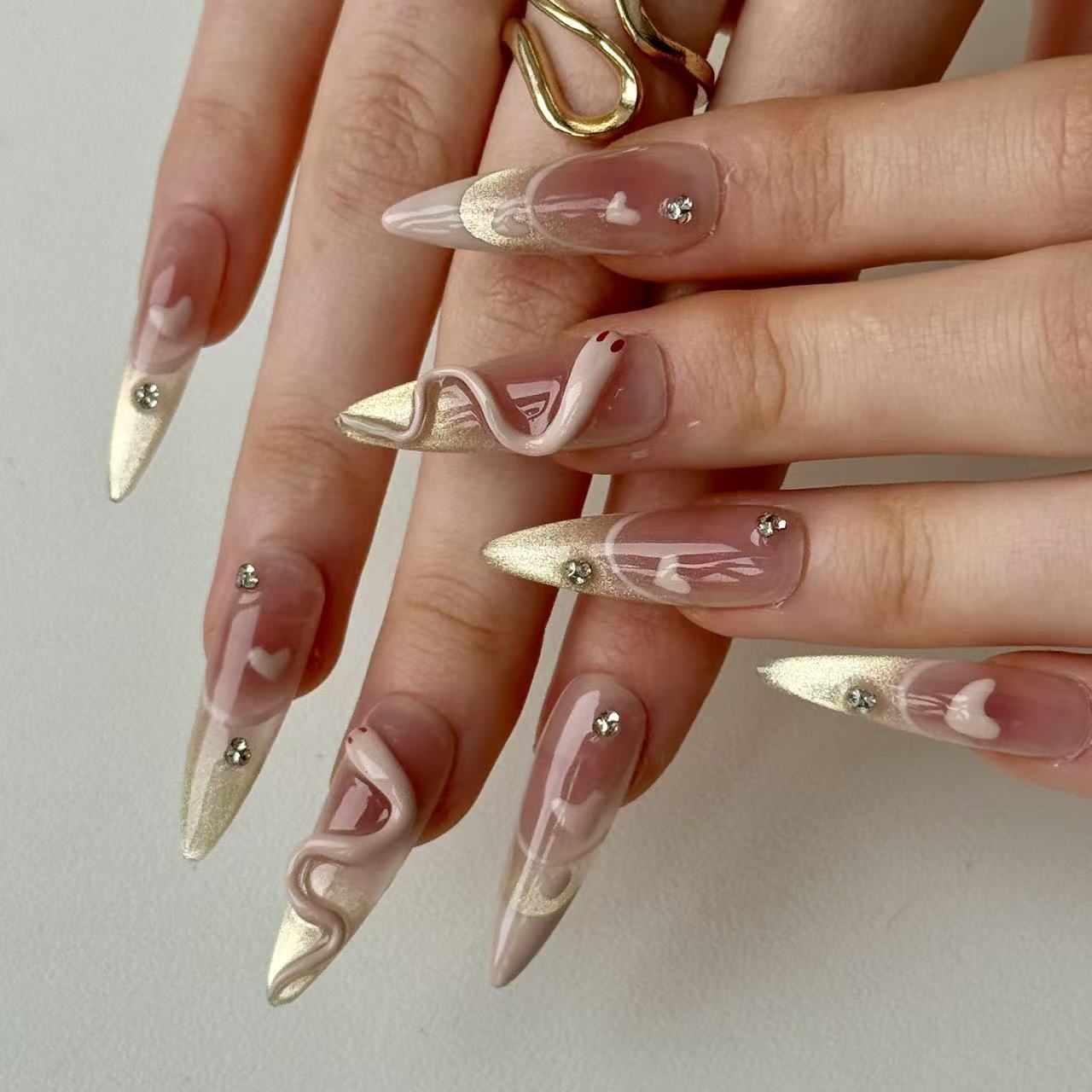 Snake Lover | 3D Handmade Reusable Press - on Nails | CLAWSIE Nails