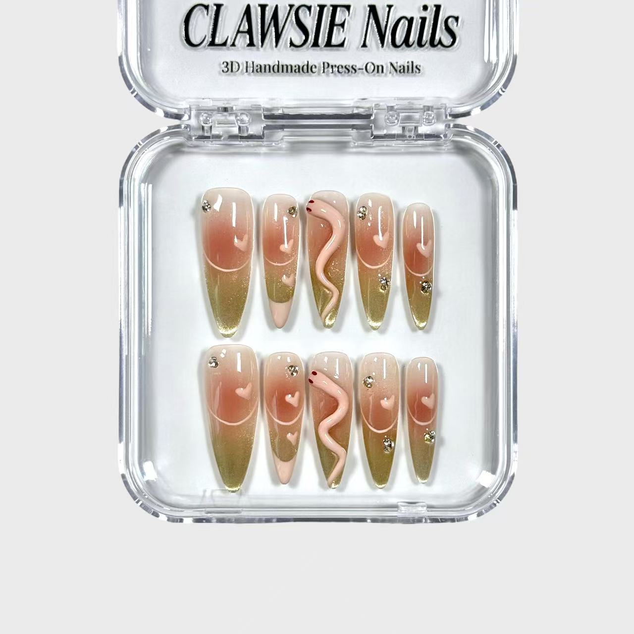 Snake Lover | 3D Handmade Reusable Press - on Nails | CLAWSIE Nails